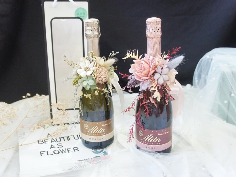 【气泡酒花礼盒_果香】 - 干燥花/捧花 - 植物．花 粉红色