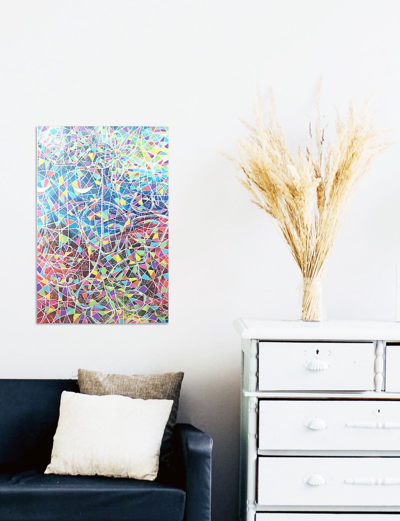 抽象线条绘画 心的流动6 画作 - 订制画像 - 棉．麻 多色