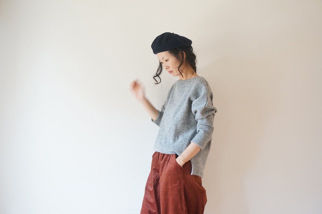 Cotton wool drop shoulder knit ladies GRAY - 女装针织衫/毛衣 - 棉 灰色