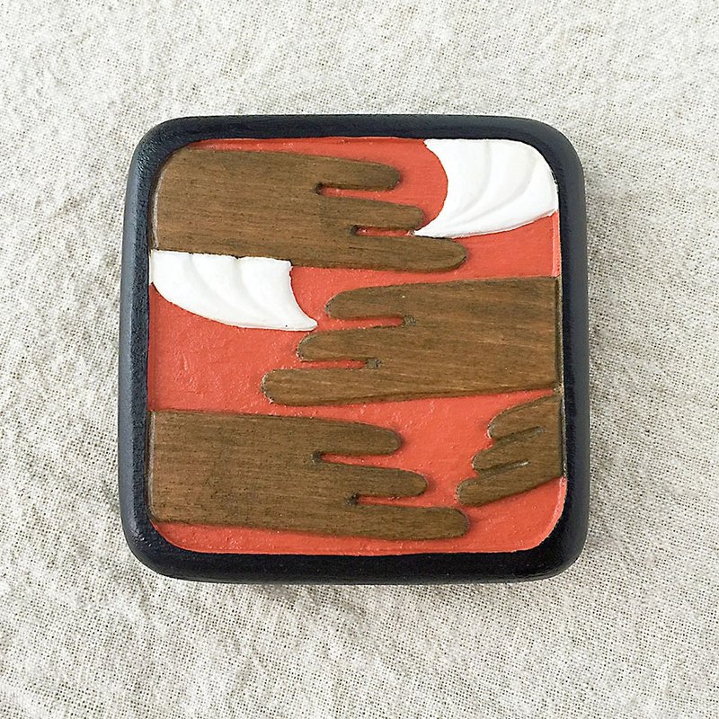 Vanity Hand Mirror Mini (tebukuro) - 彩妆刷具/镜子/梳子 - 木头 红色