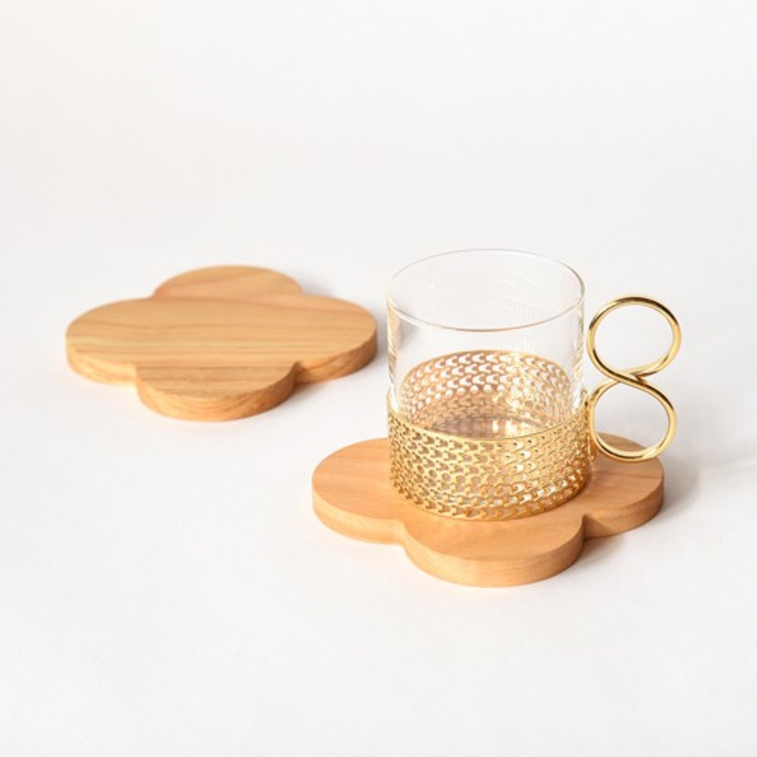 Cherry blossom simple coaster 6pcs - 杯垫 - 木头 咖啡色