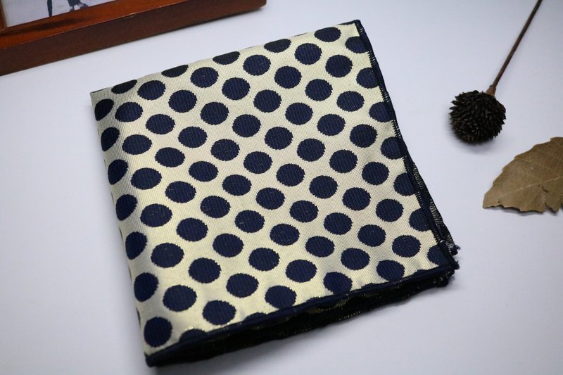 藍色波點真絲口袋巾/紳士風百搭手帕西裝 - 领带/领带夹 - 丝．绢 蓝色