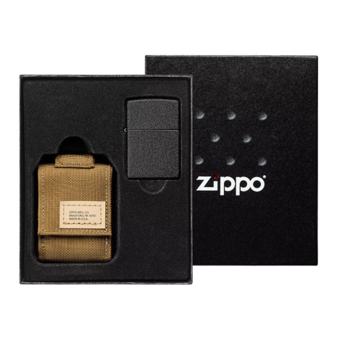 【ZIPPO官方旗舰店】绿色莫勒皮套+黑裂漆(素面)防风打火机套 - 其他 - 其他材质 卡其色