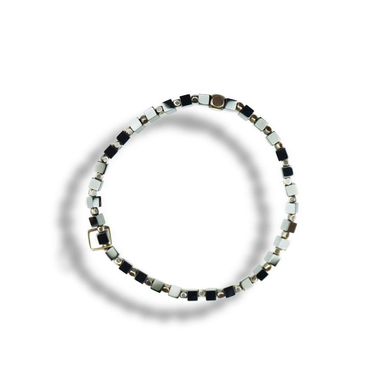 Op.30 复古天然石手链 古法手工做舊 莫克瑟石 - 手链/手环 - 半宝石 银色