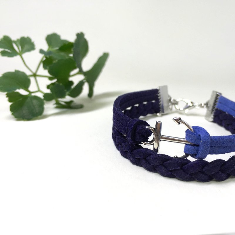 船锚 手工制作 双手环-深蓝 限量 - 手链/手环 - 其他材质 蓝色
