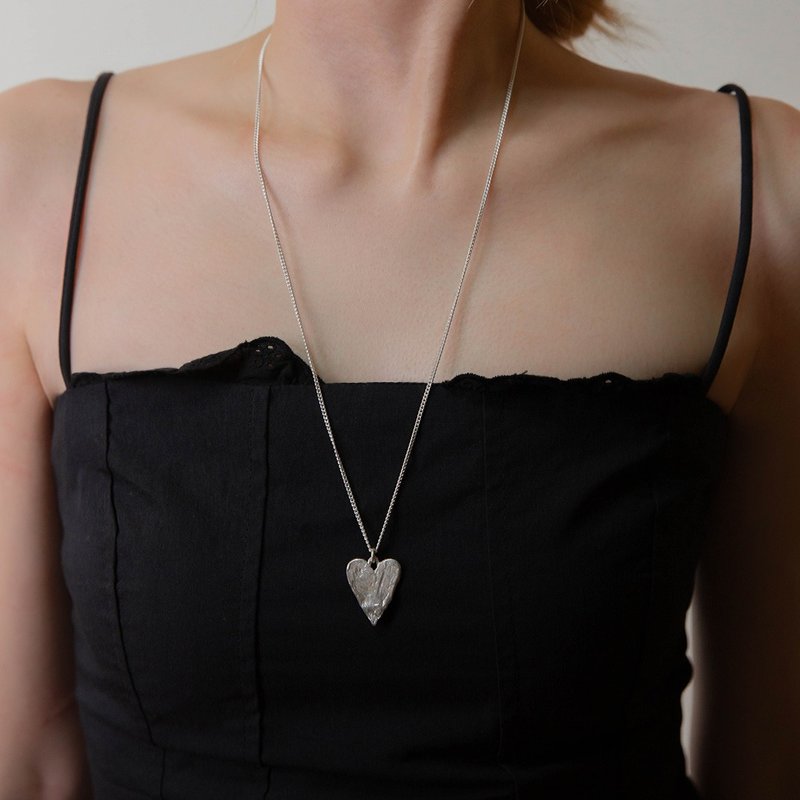Painted Heart Silver Necklace 绘心纯银项链 - 项链 - 纯银 银色