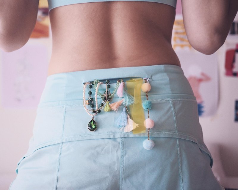 Run, Lime and Sunshine Shorts - 女装长裤 - 其他材质 蓝色