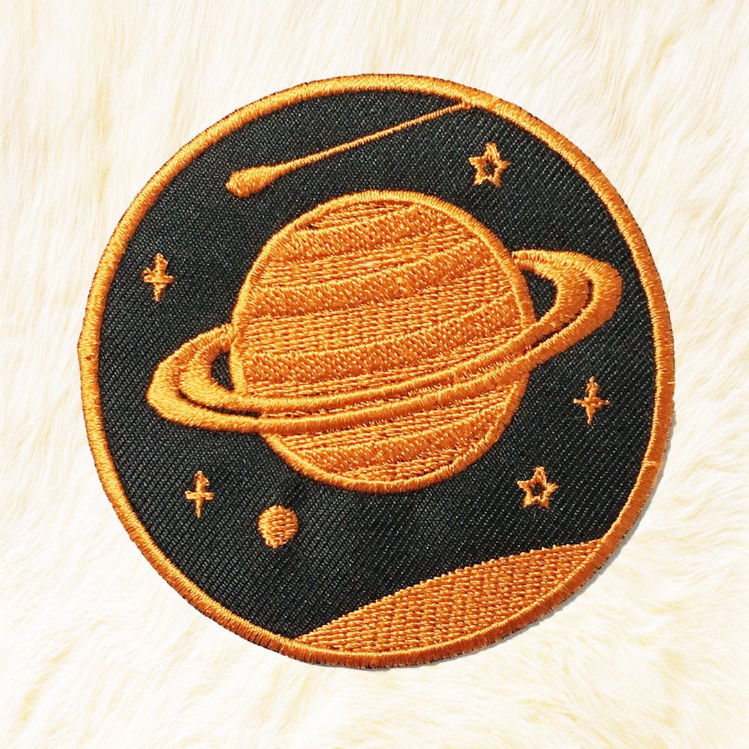 Saturn #01 Copper color Iron on Patch Buy 3 Get 1 Free - 编织/刺绣/羊毛毡/裁缝 - 绣线 橘色