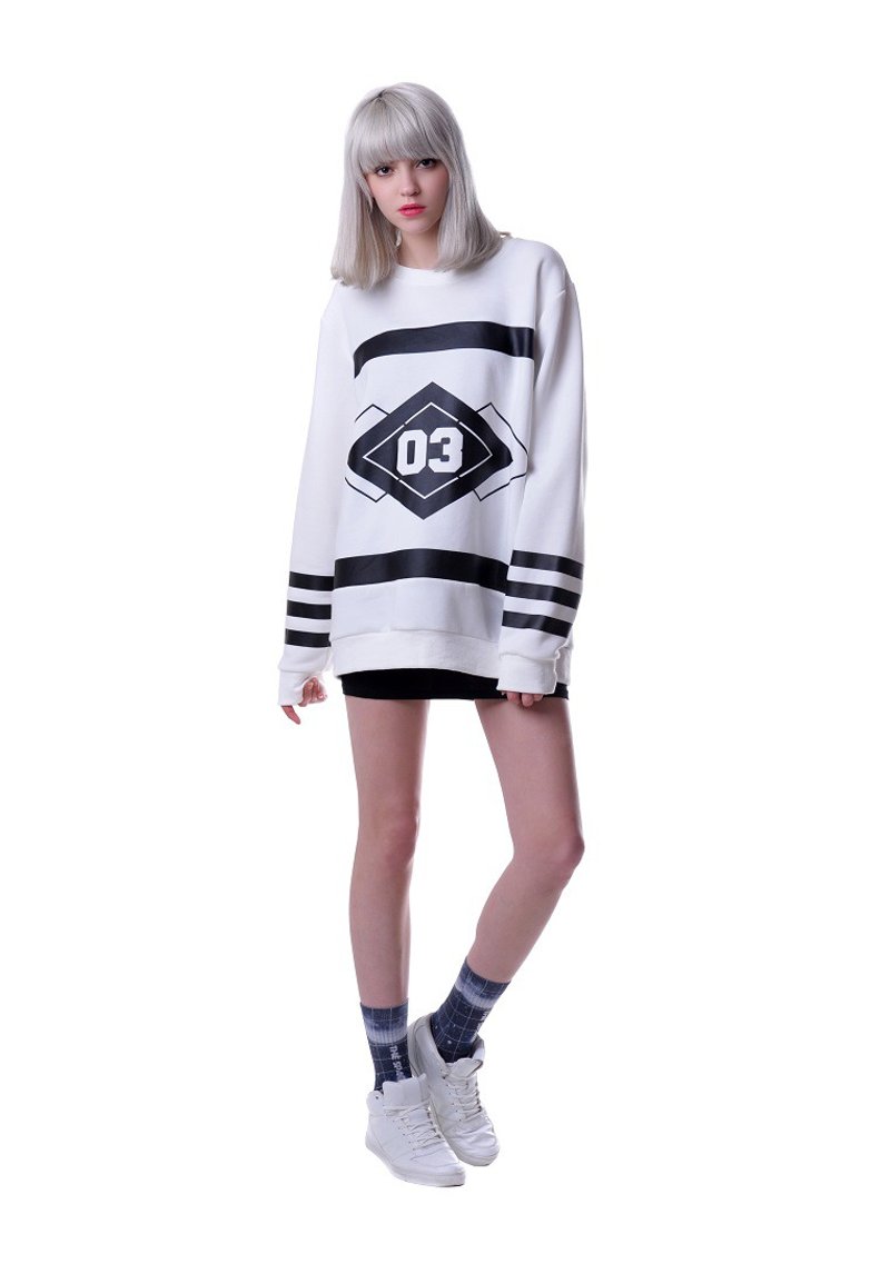美国Fools Day 03 Pullover Sweatshirt - 中性连帽卫衣/T 恤 - 棉．麻 白色