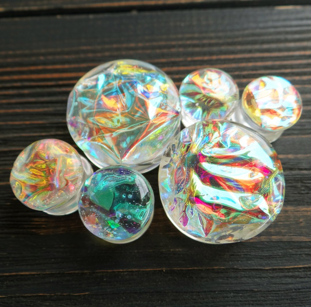 虹彩耳扩 0g 00g 星云银河彩虹树脂耳环 LGBTQ - 耳环/耳夹 - 其他材质 多色