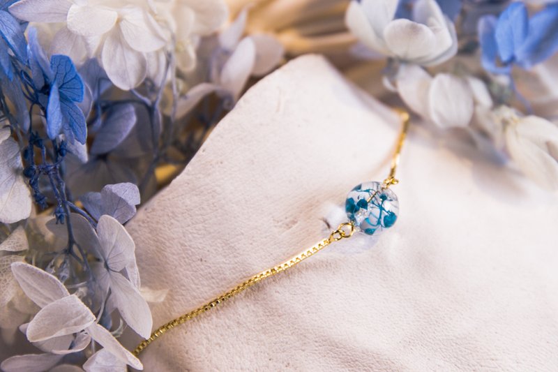 彩虹系列 靛蓝色满天星玻璃球手链 铜度真金手链 伴娘礼 - 手链/手环 - 植物．花 蓝色