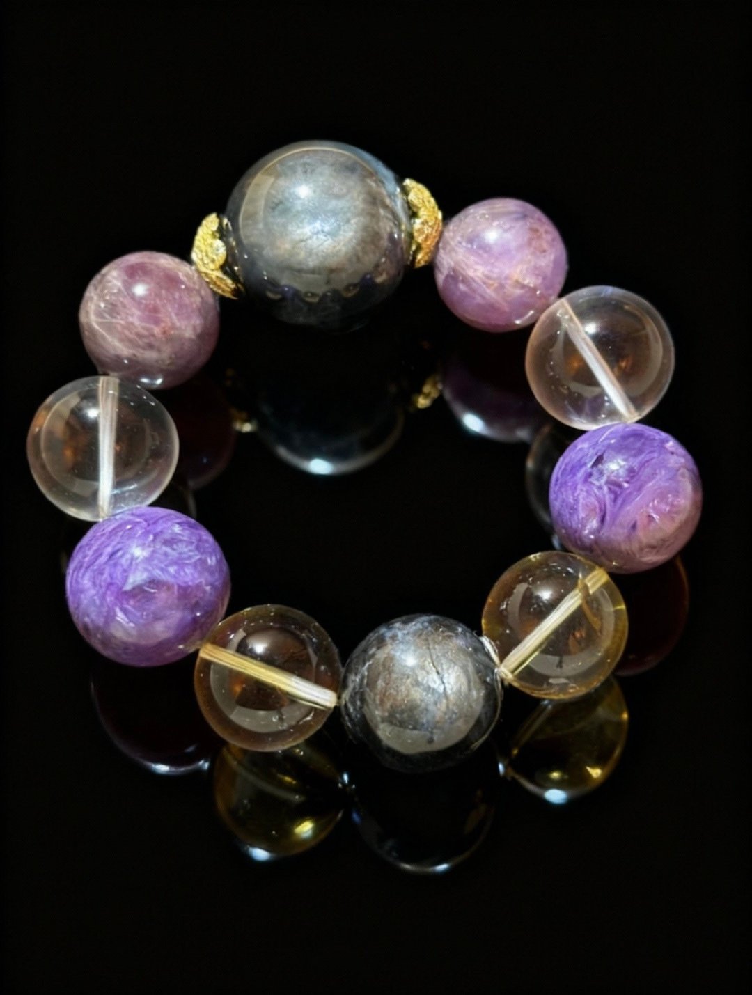 Crystal.EAA 巨无霸设计款水晶手链 星陨紫璃 紫龙晶 极光23 鬼蓝 - 手链/手环 - 水晶 多色