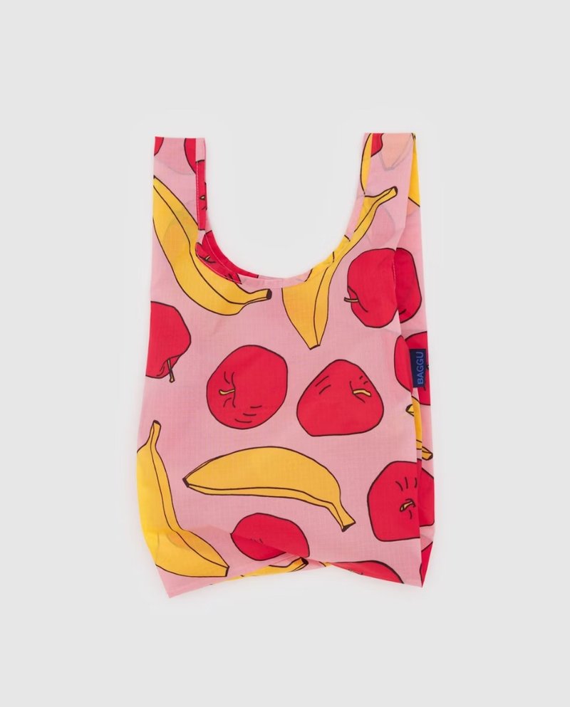 BAGGU 环保收纳购物袋 - 小尺寸 - Light Pink Apples & Bananas - 手提包/手提袋 - 防水材质 粉红色