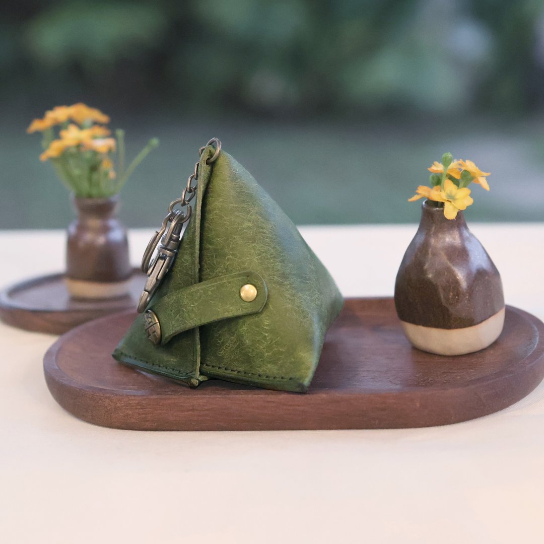 【考试包中】粽子零钱包 皮革吊饰 平安粽 定制化礼物 父亲节礼物 - 皮夹/钱包 - 真皮 绿色