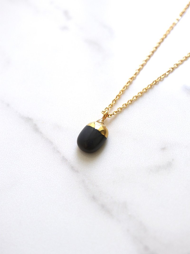 PILLOLA 玻璃项链 - GREY  手工烧制玻璃 简约椭圆形项链 - 项链 - 玻璃 灰色