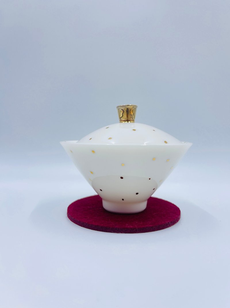 描金小盖碗 - 茶具/茶杯 - 瓷 白色