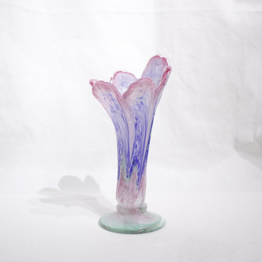 二手迷幻系蓝紫色花朵造型玻璃花瓶 no.16121110307 - 花瓶/陶器 - 玻璃 透明
