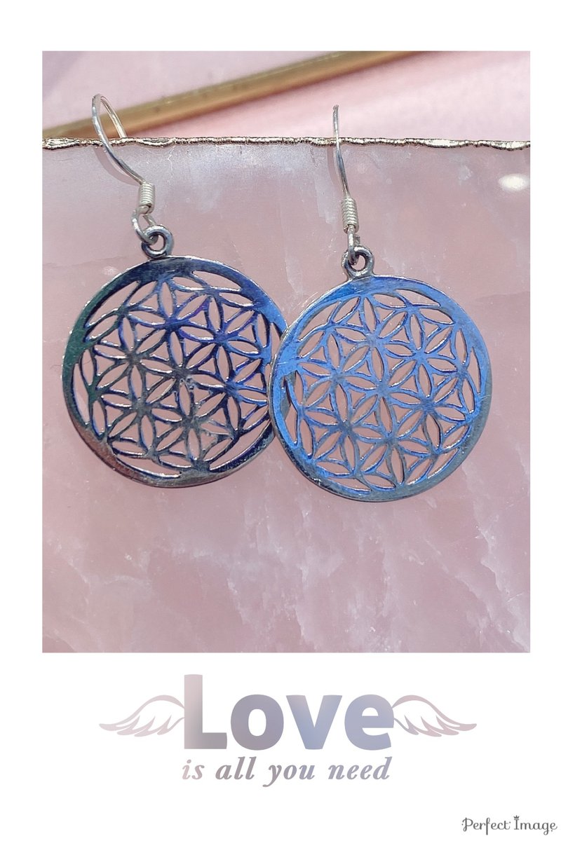 生命之花纯银手工耳环 - 耳环/耳夹 - 纯银 银色