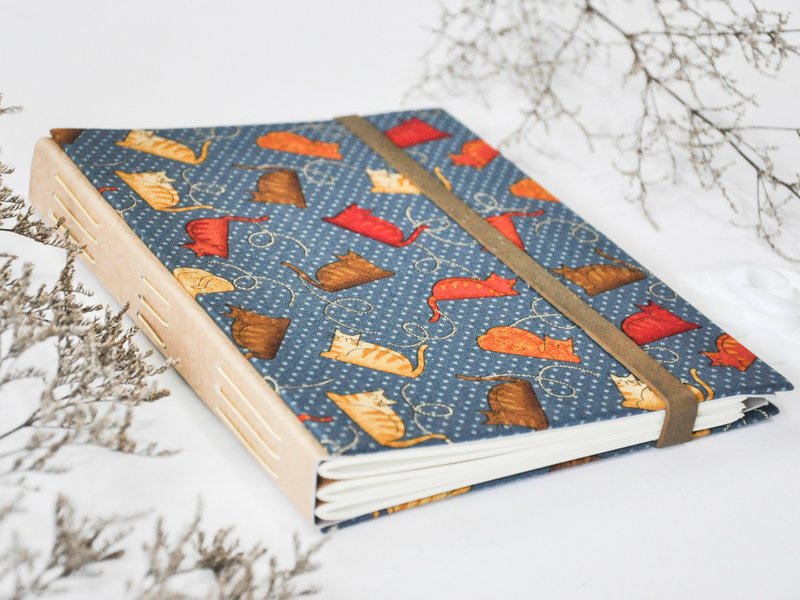 Handmade note book - 笔记本/手帐 - 棉．麻 蓝色