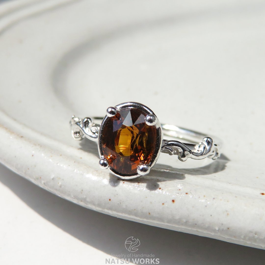 红榴石 戒指 / Mali Garnet Ring - 戒指 - 宝石 橘色