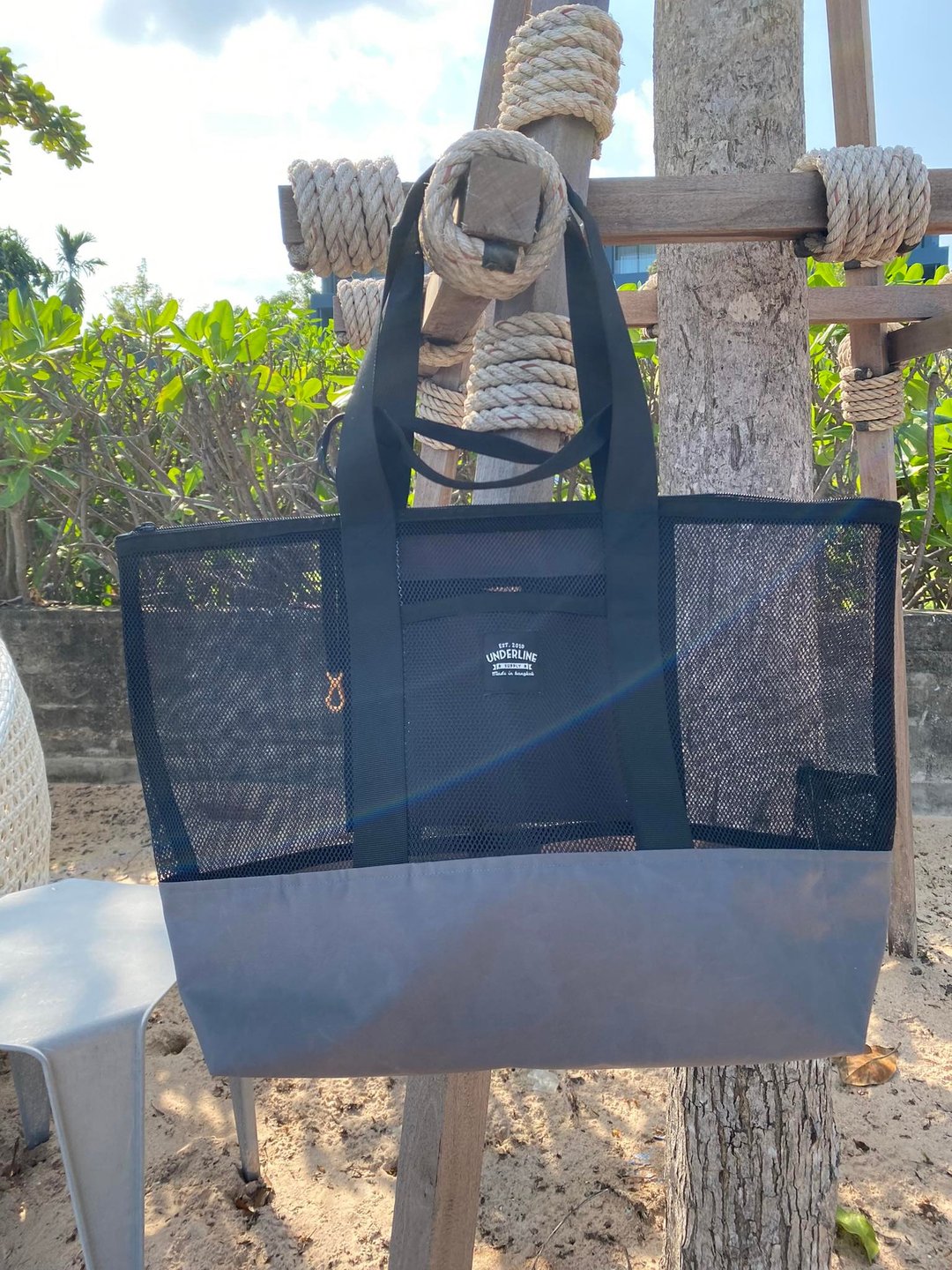 Black Weekend Mesh bag / 轻巧 / 海滩包 - 手提包/手提袋 - 防水材质 黑色