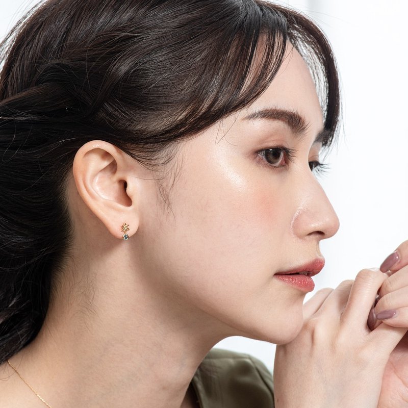 京华钻石 轻珠宝 10K黄 迪士尼公主系列 阿拉丁茉莉公主宝石耳环 - 耳环/耳夹 - 宝石 