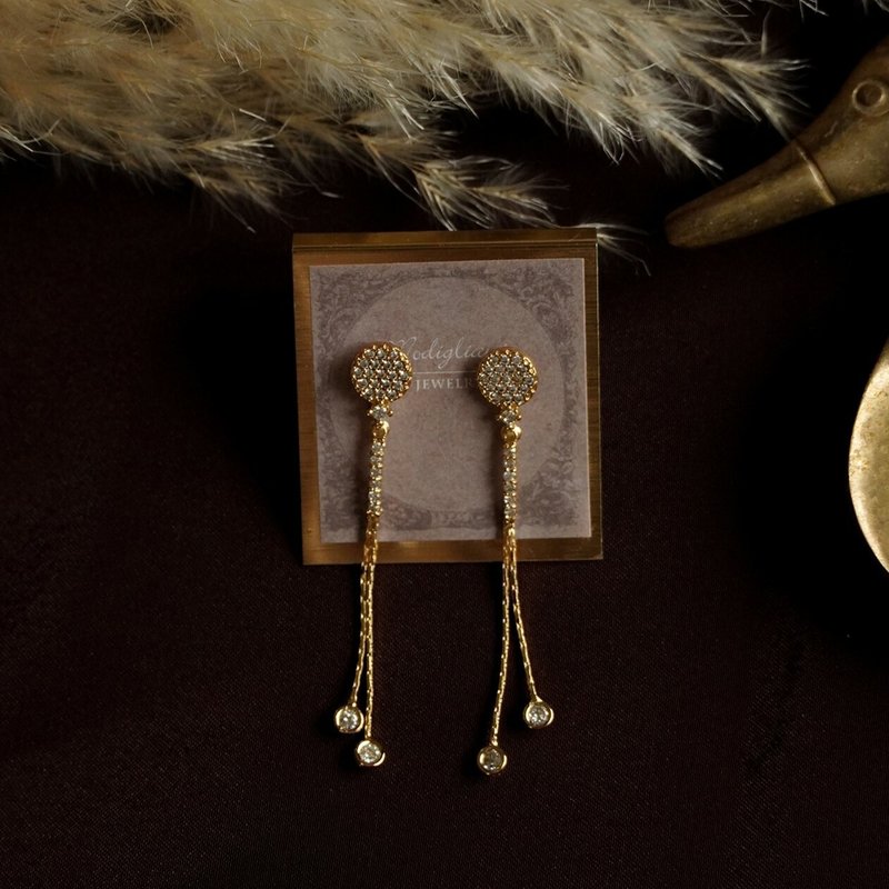 18KGP Silver lining耳环 - 耳环/耳夹 - 其他材质 