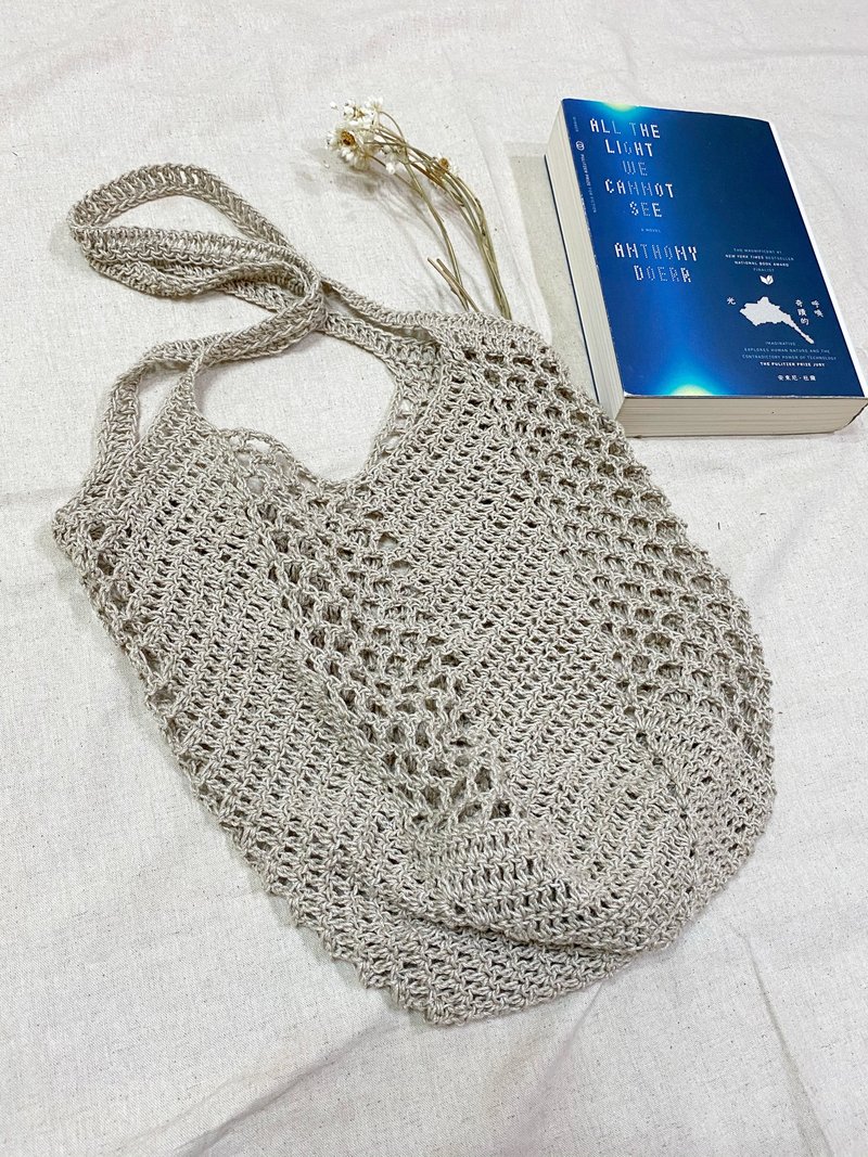 岁月静好天然苎麻丝编织小提袋 - 侧背包/斜挎包 - 棉．麻 银色