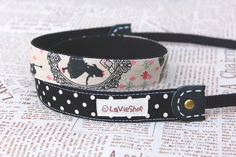 爱丽丝的点点世界(醇黑) 25mm手工 相机背带 GF/NEX/类单 可订制 - 相机 - 棉．麻 黑色