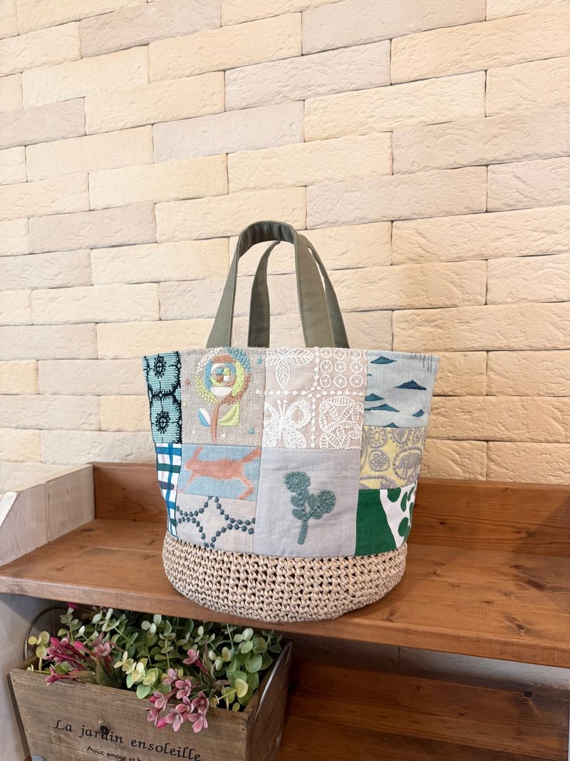 水桶托特包 minä perhonen 拼布 - 手提包/手提袋 - 棉．麻 多色