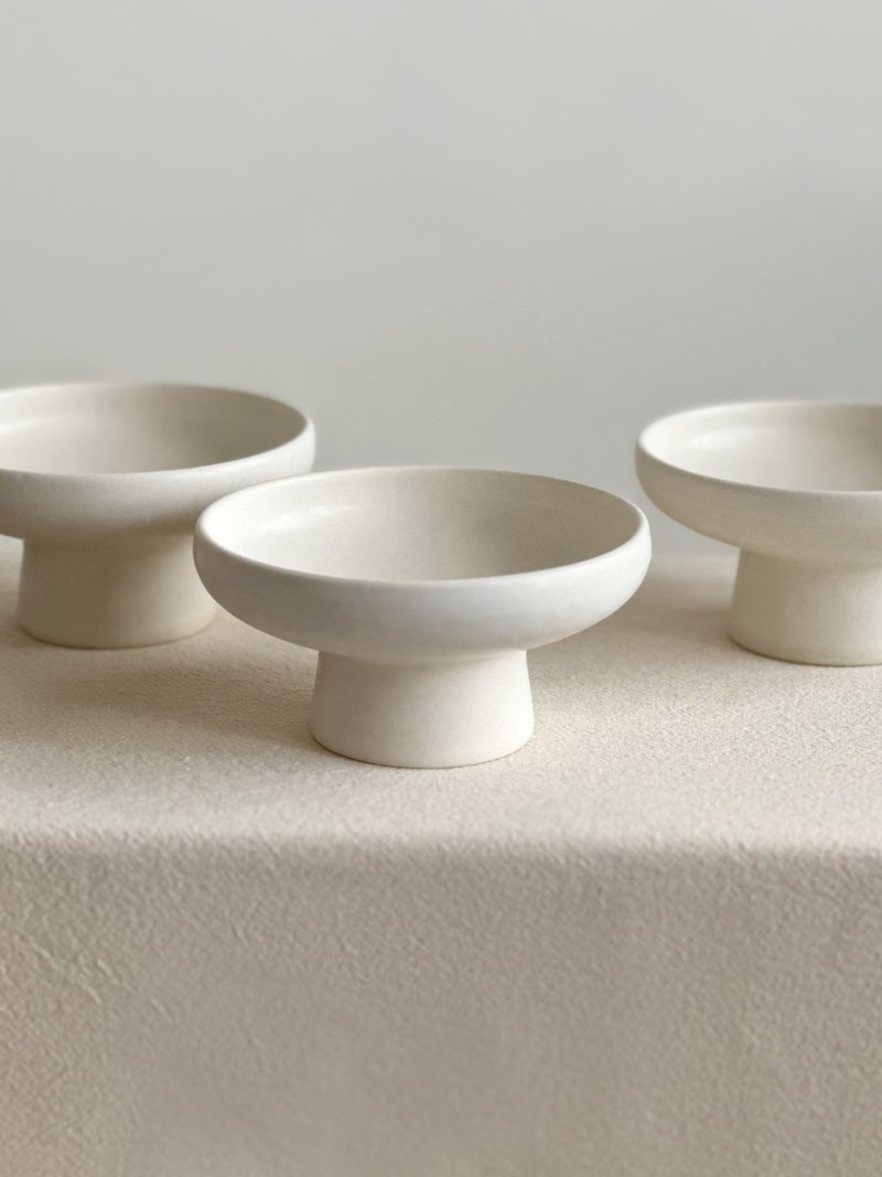 无光白 四寸高足钵 - 碗 - 瓷 