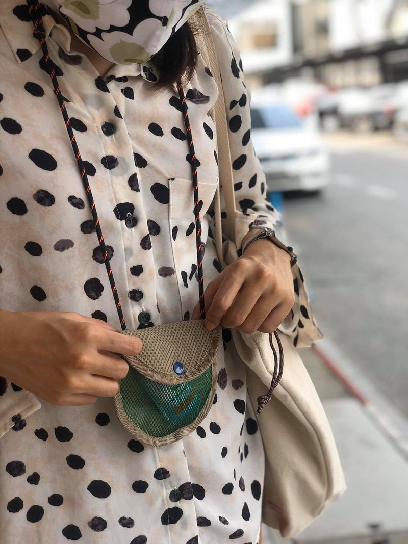 Mini Khaki/green Eve Pocket Bag / Sling Bag / Light Weight - 侧背包/斜挎包 - 尼龙 橘色