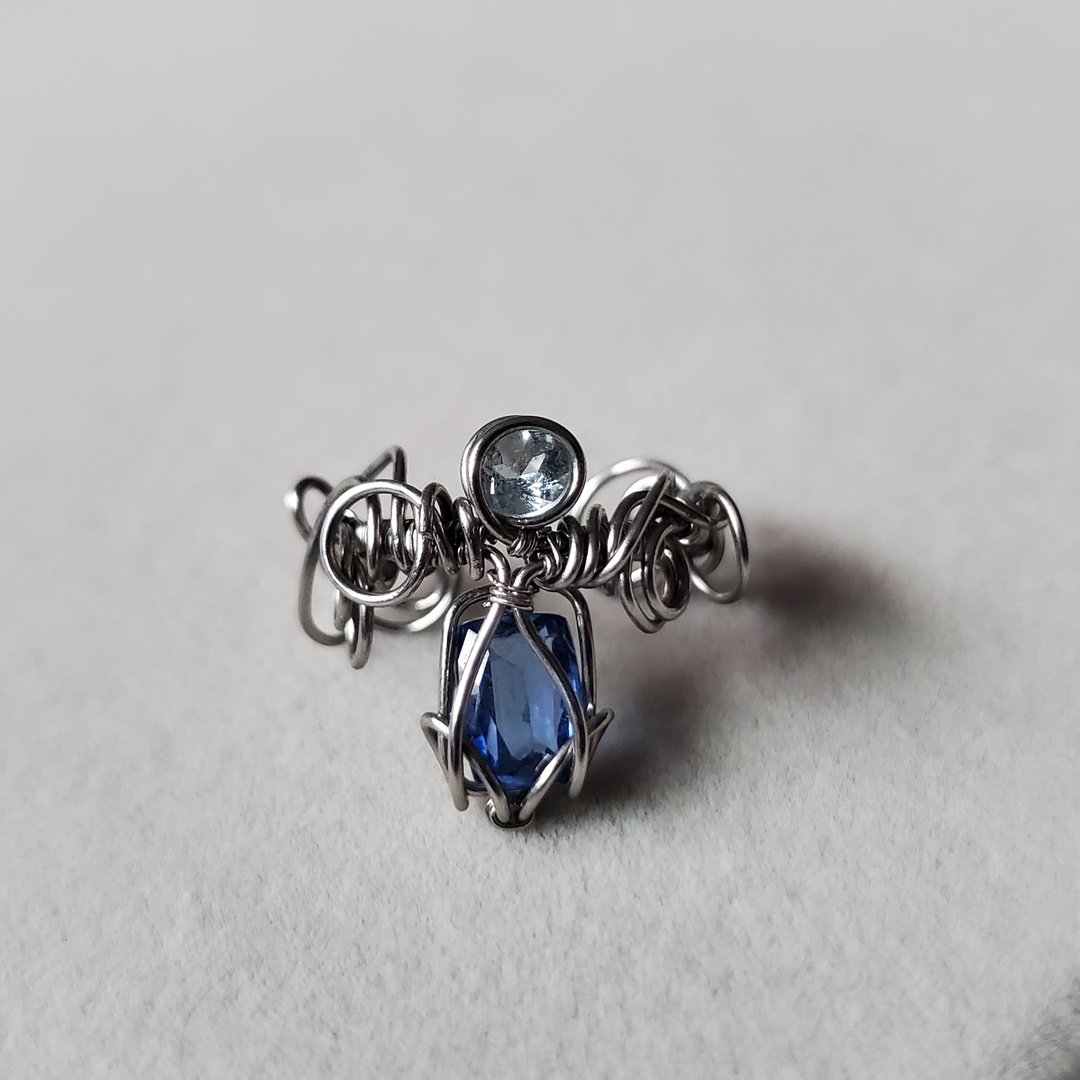 耳骨夹 / 蓝晶石 海蓝宝 不锈钢饰品 蓝色系 - 耳环/耳夹 - 不锈钢 蓝色