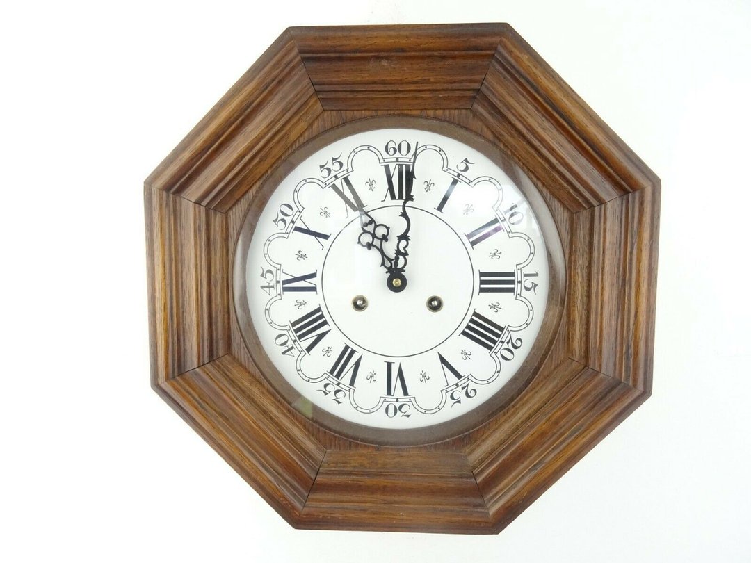 German Antique Vintage Bracket Wall Clock Black Forest HUNTING (Junghans era) - 时钟/闹钟 - 木头 咖啡色