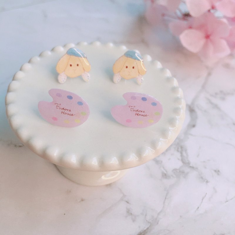 Eudora House 原创角色 朵儿小画家 纪念版 手工饰品耳环、生日礼 - 耳环/耳夹 - 树脂 