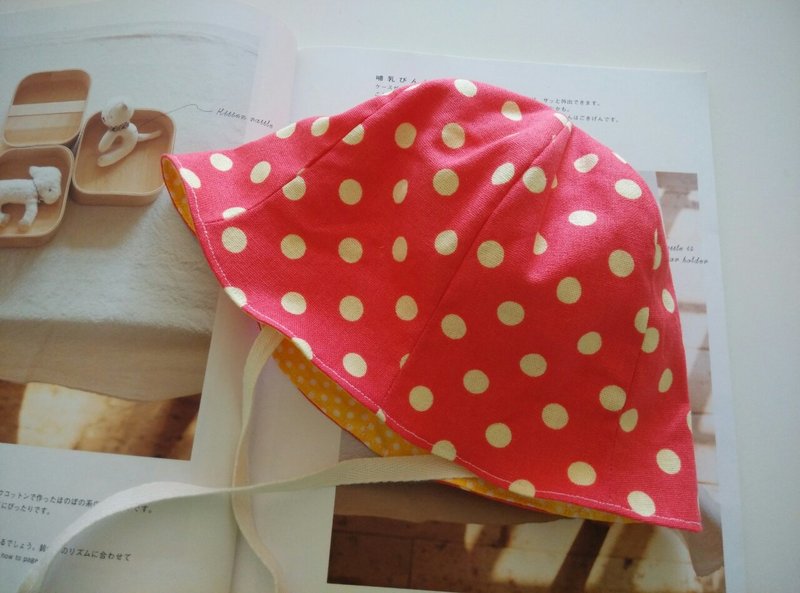 橘底黄点点婴儿帽 宝宝帽 现货 - 围嘴/口水巾 - 棉．麻 多色