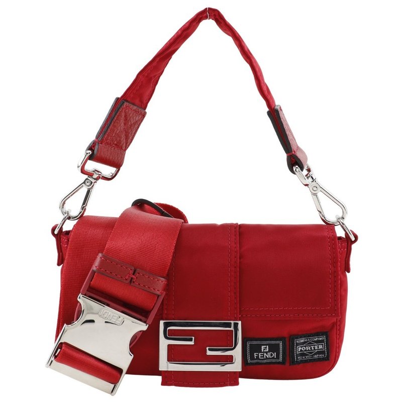 【日本直送】FENDI 芬迪 Mamma Baguette Porter 联名款 侧背包 2WAY 肩背包 7AS138 尼龙 绯红 女仕【二手】 - 侧背包/斜挎包 - 尼龙 红色