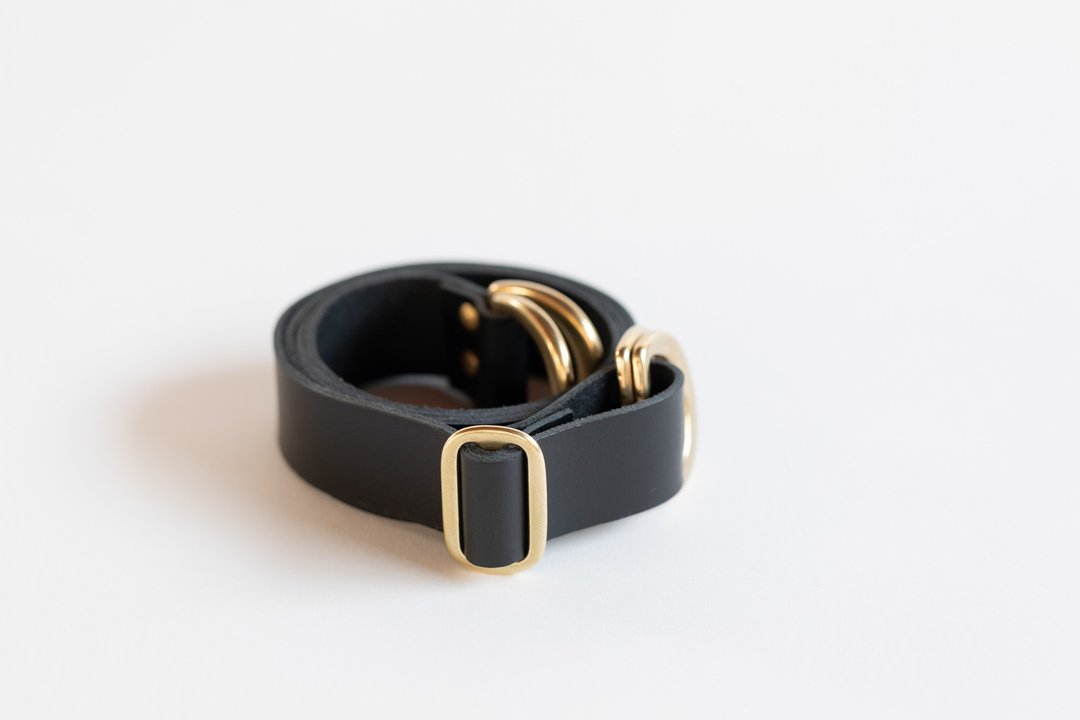 Adjustable Leather strap for furoshiki bag (Black) - 侧背包/斜挎包 - 真皮 黑色