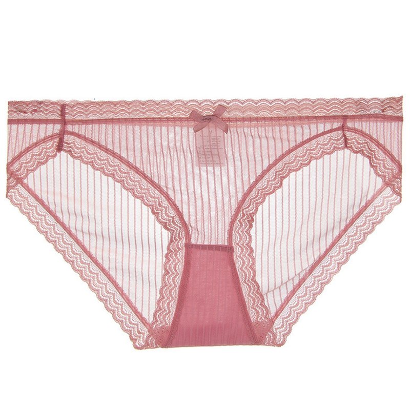 透肤网纱性感内裤・豆粉 - 女士内衣裤 - 聚酯纤维 粉红色