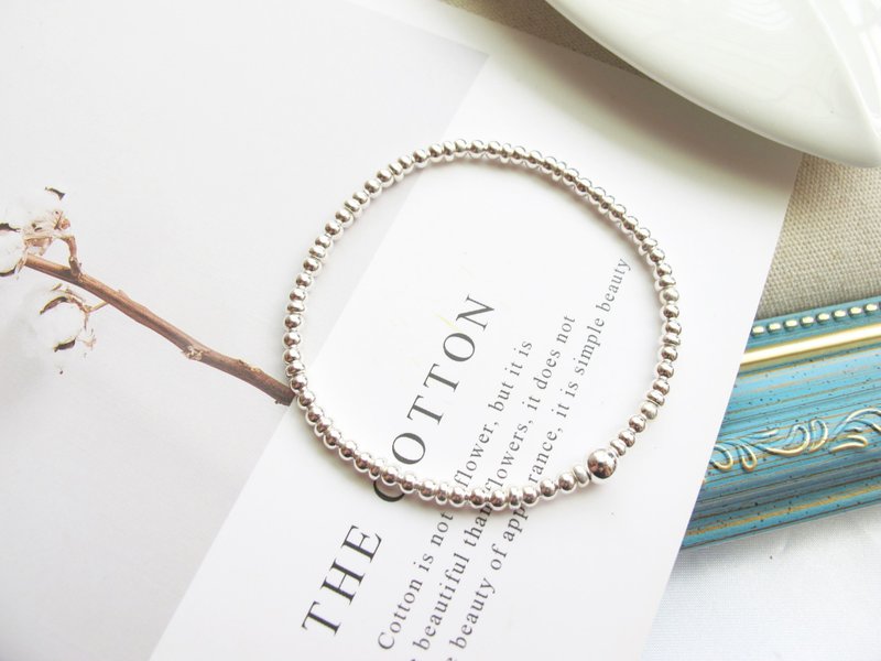 925银手链【珠珠】 避邪 安定心神 弹性手链 - 手链/手环 - 纯银 银色