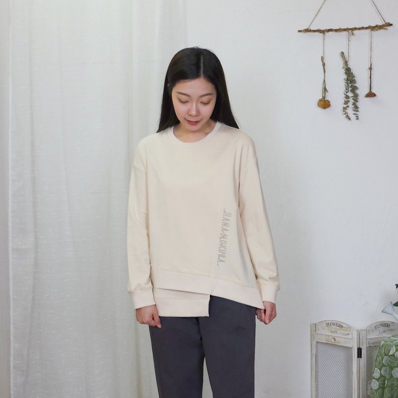 Hana Mokuba 不对称剪裁趣味发泡印花休闲卫衣 - 中性连帽卫衣/T 恤 - 棉．麻 