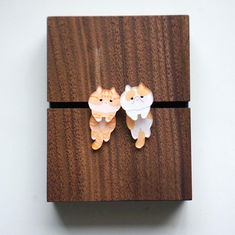 [独角森林士多] 异国短毛猫 单只 纯银耳针 - 耳环/耳夹 - 压克力 