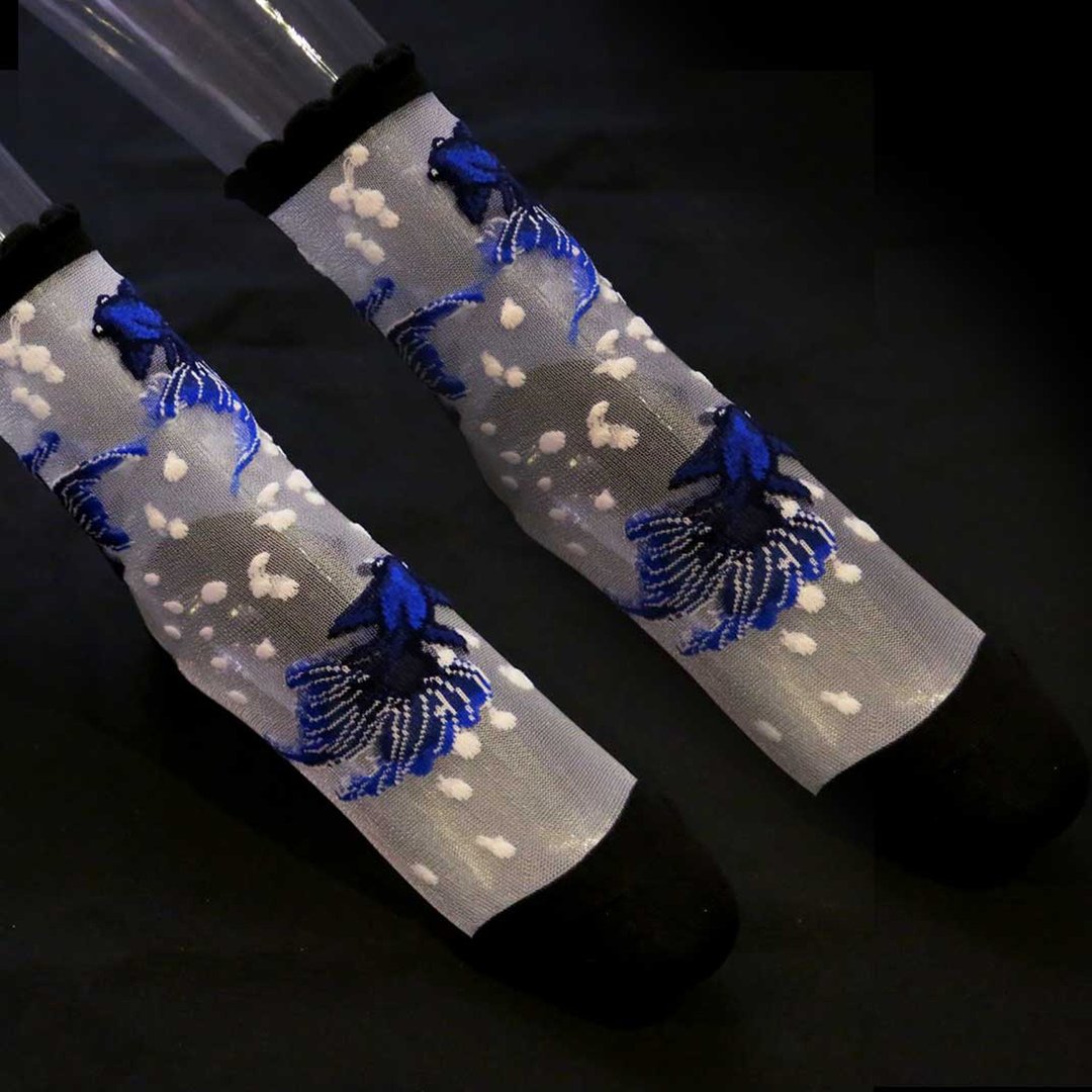 Little Rose Planet Crystal Goldfish sock 透明金鱼短袜(蓝) - 袜子 - 其他人造纤维 蓝色