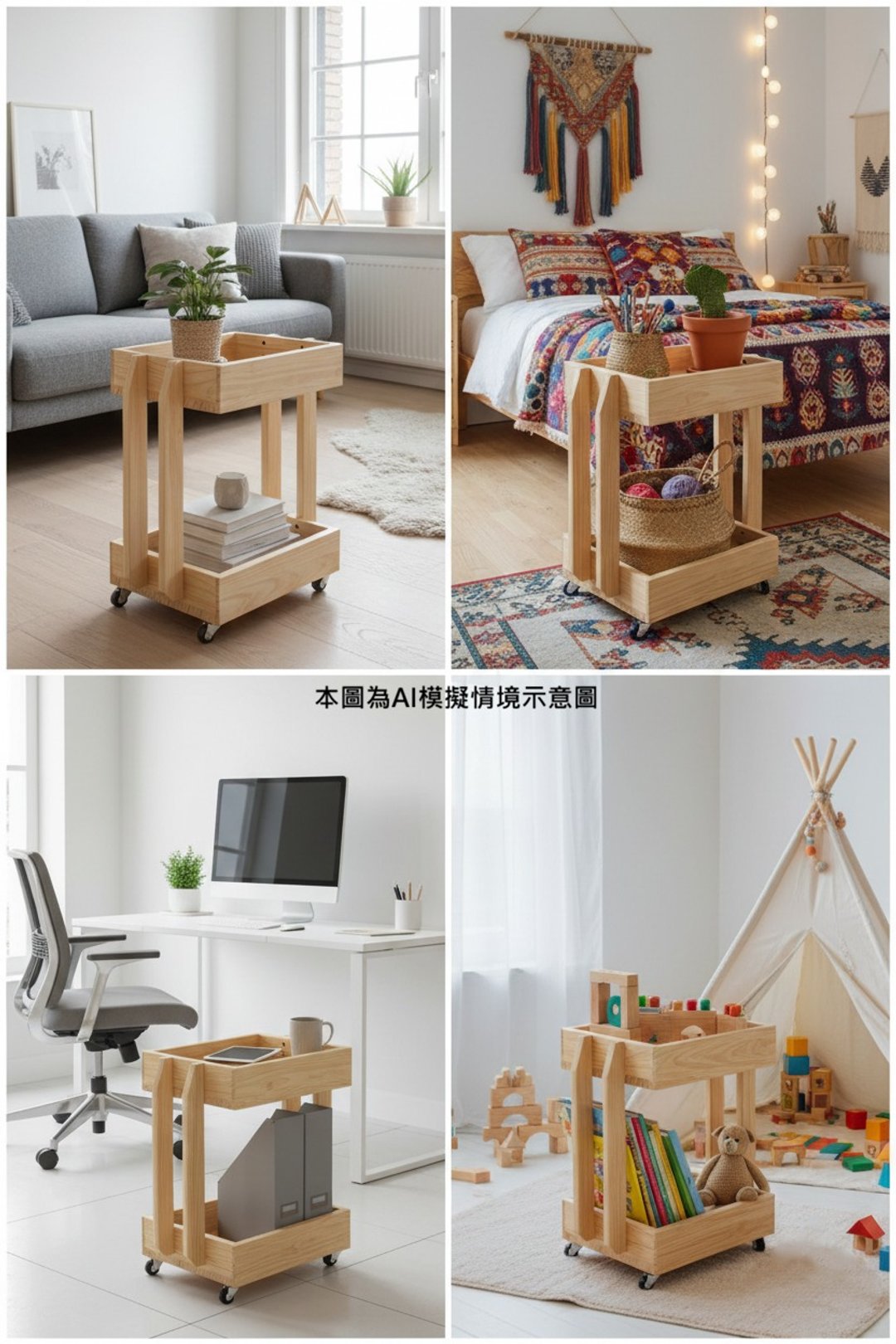 【非木不可】活动两层柜丨 接单订制丨 可定制 - 收纳用品 - 木头 咖啡色