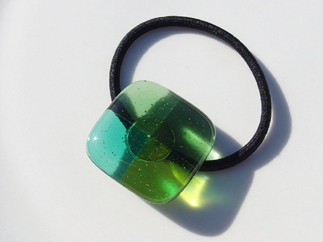 Candy glass (candy [emerald]) Hair rubber [can be changed to pony hook] [made-to-order] - 发饰 - 玻璃 绿色