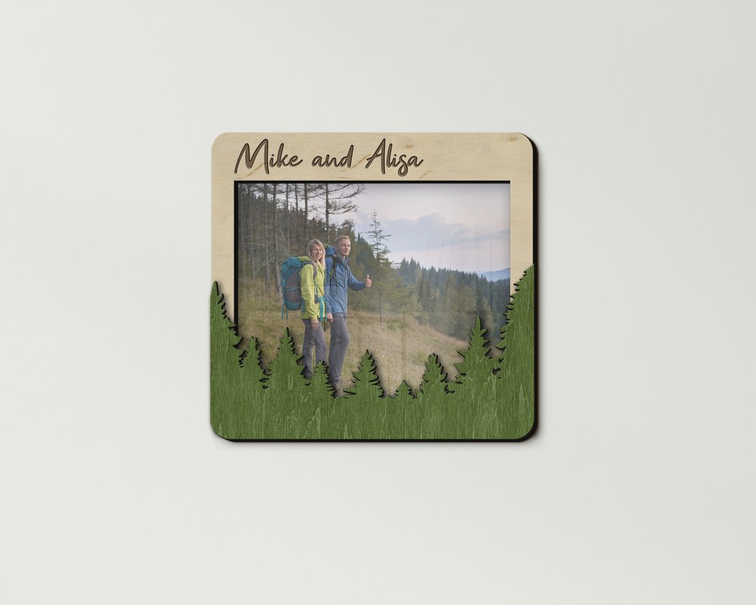 Personalized forest wall decor Custom text 20x25 cm photo frame Wall mounted - 画框/相框 - 木头 多色