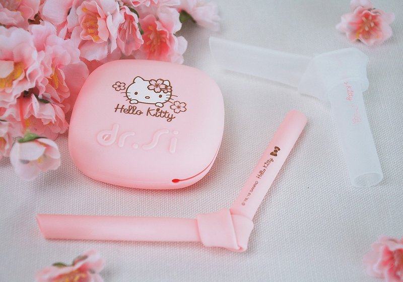 【HELLO KITTY樱花祭掌心包】吸管组 珍珠 收纳 环保随行杯适用 - 环保吸管 - 硅胶 粉红色