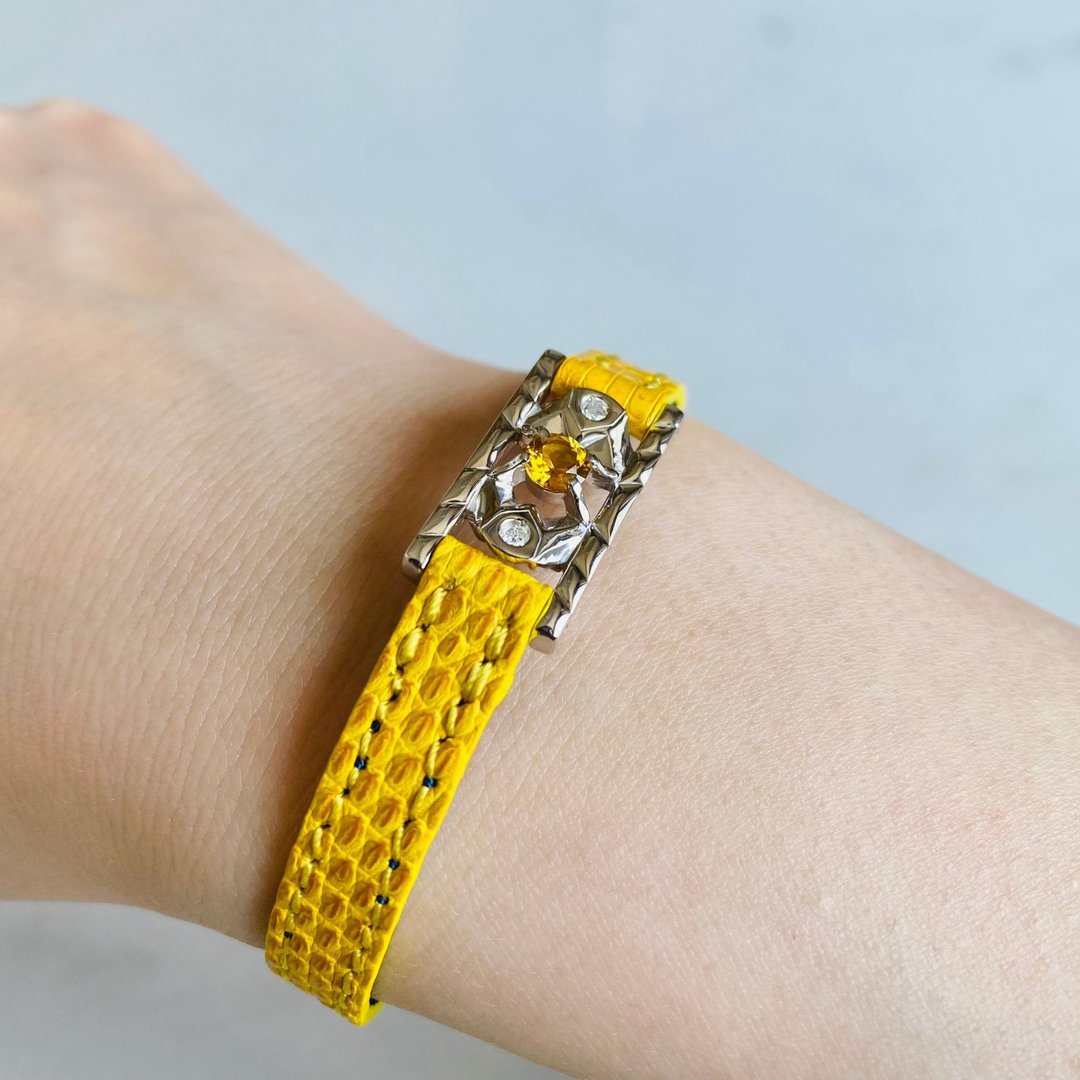 M-Leather Emblem SV 金色绿柱石&钻石 - 手链/手环 - 宝石 黄色