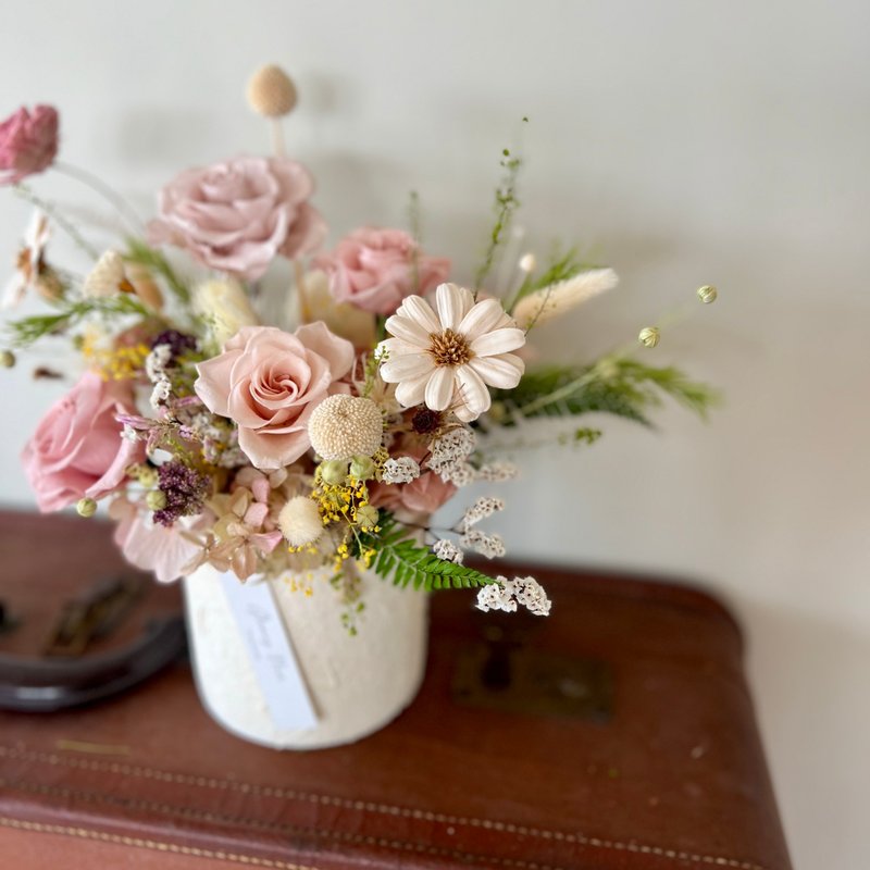 粉色永生花盆花 开幕祝贺花礼 新居入伙礼物 居家空间摆设 - 干燥花/捧花 - 植物．花 