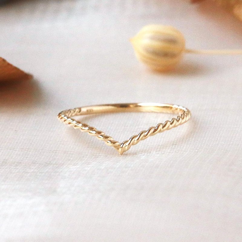 Visel  V字麻花素戒 - 戒指 - 贵金属 金色